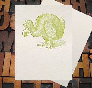 Letterpress Card with an image of a dodo bird
